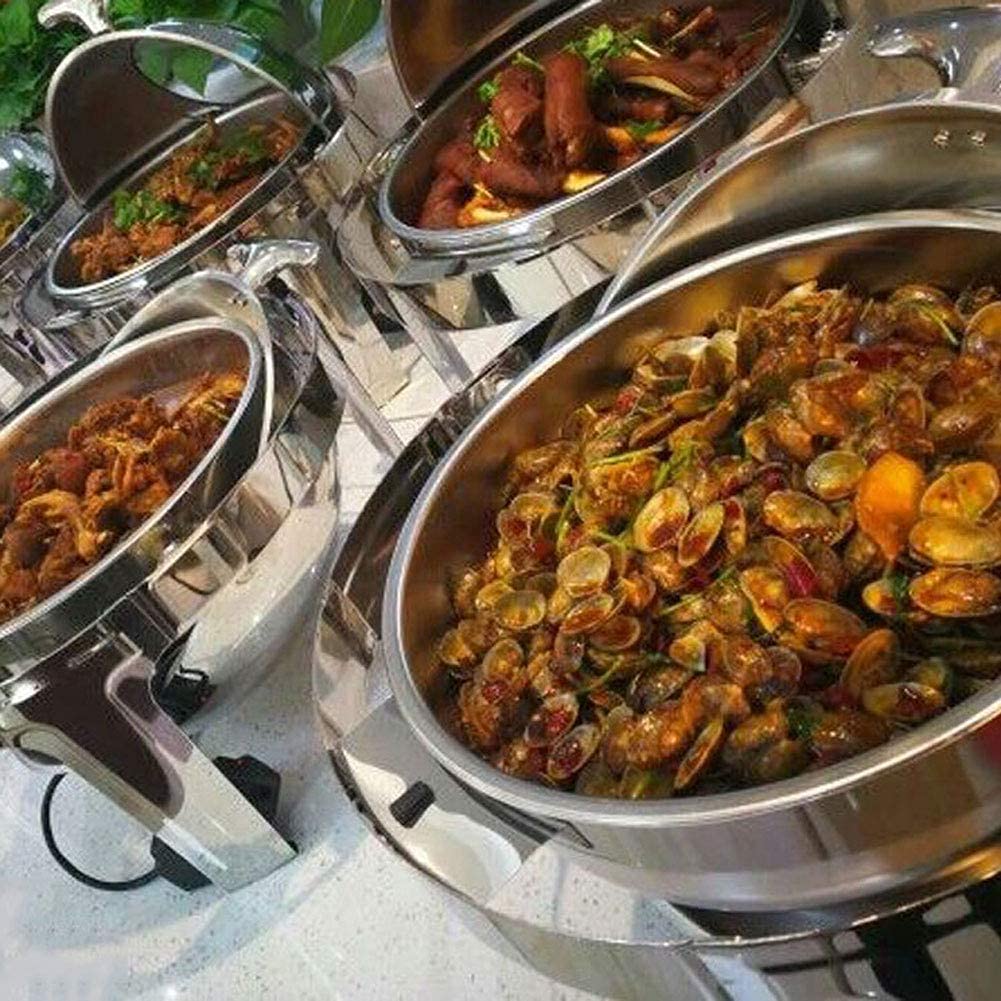 Scaldavivande per Feste, Buffet, Ristoranti di Hotel, Mantiene Il Cibo Caldo E Riscaldato, con Coperchio in Vetro Visibile E Maniglia Antiscottatura, Riscaldamento Ad al,B