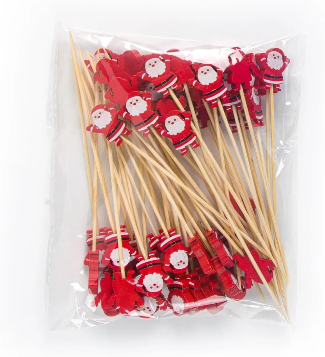 Fruit Skewers 200pcs Christmas Bamboo Cocktail Sticks Santa Claus Snowflake Tree Drink Fruit Dessert Toothpicks Party Decorations(Style C)