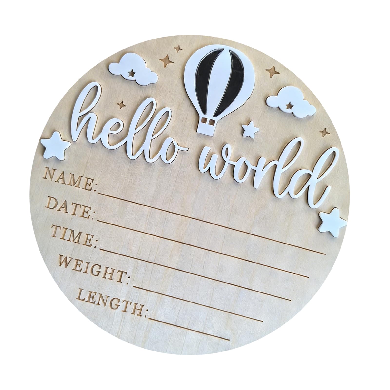 FROMCEO Wooden Baby Birth Announcement Plaques with Customizable Name and Date for Nursery Decoration Gender Announcement Party Decoration