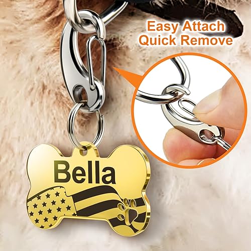 Miniatura 3 de Etiquetas de perro personalizadas grabadas para mascotas  Etiquetas de identificación de gato y perro de acero inoxidable duraderas para collar