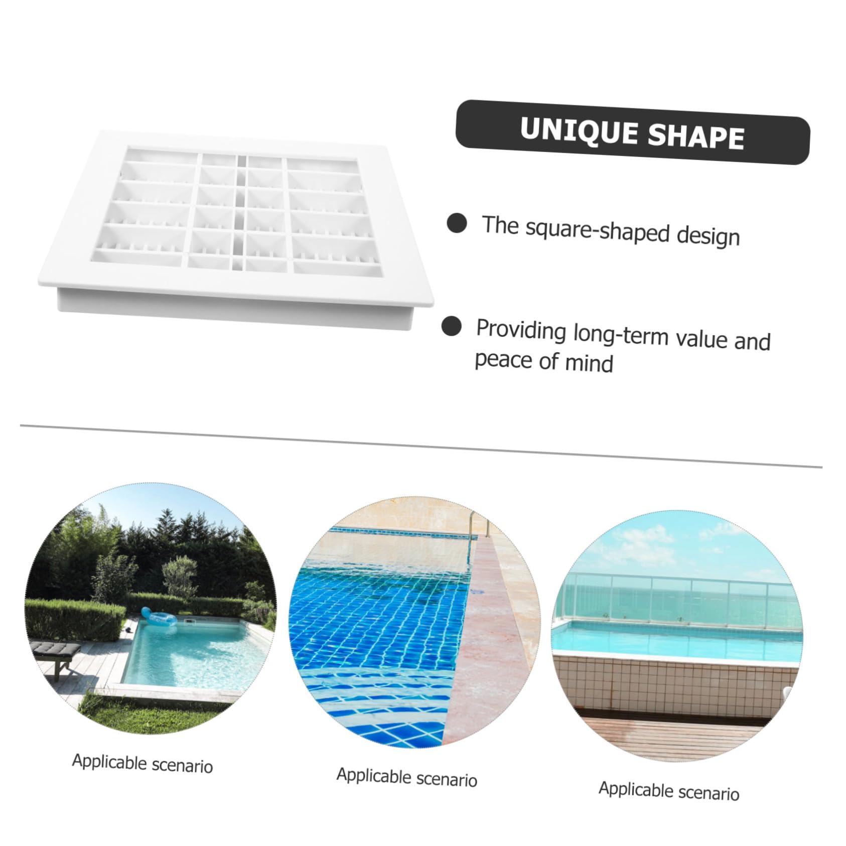 GALPADA Cubierta de Desagüe para Piscina de Plástico Resistente Tapa Cuadrada Reemplazable para Desagüe Principal Accesorio Seguro para Drenaje y Mantenimiento Fácil de Piscinas
