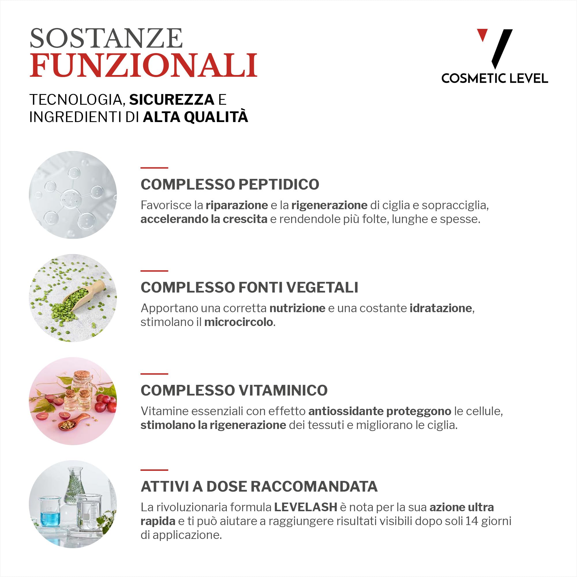 LEVELASH Siero Ciglia – Crescita, Allungamento e Rinforzo | Risultati Visibili in 2–4 Settimane | Testato Dermatologicamente e Oftalmologicamente | Trattamento Professionale
