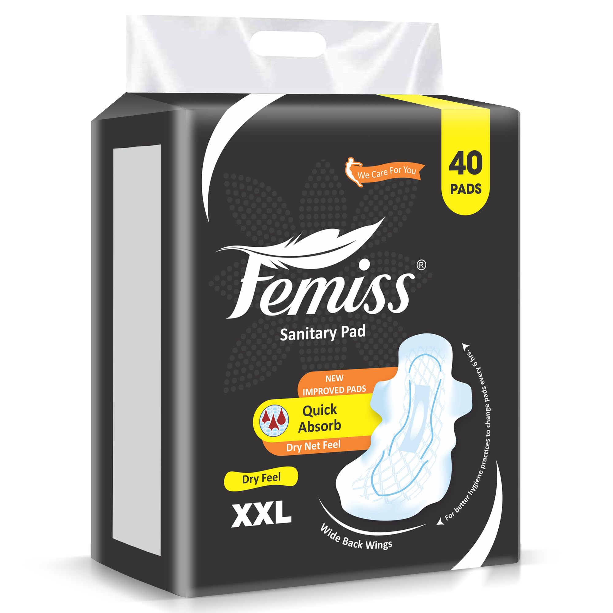Femiss Soft & Rash Free Sanitary Pads for Women and Girls|Quick Absorption|Heavy Flow Champion|Leakage-Proof|Skin Friendly Trifold pads(XXL-Size, 290 MM, 40 PCS, Pack of 1) (B0CXJ1GHB9) Amazon Price History, Amazon Price Tracker