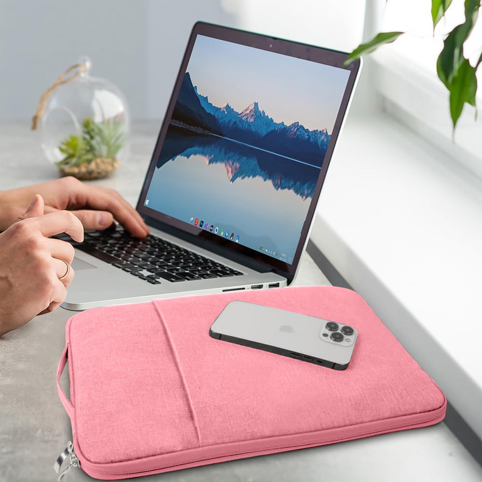Flintronic Pokrowiec na laptopa 14 cali, wodoodporny pokrowiec na laptopa, przenośna męska torba na laptopa z kieszeniami i przegródkami, kompatybilna z MacBook, Asus, Dell, HUAWEI laptopy 14 cali