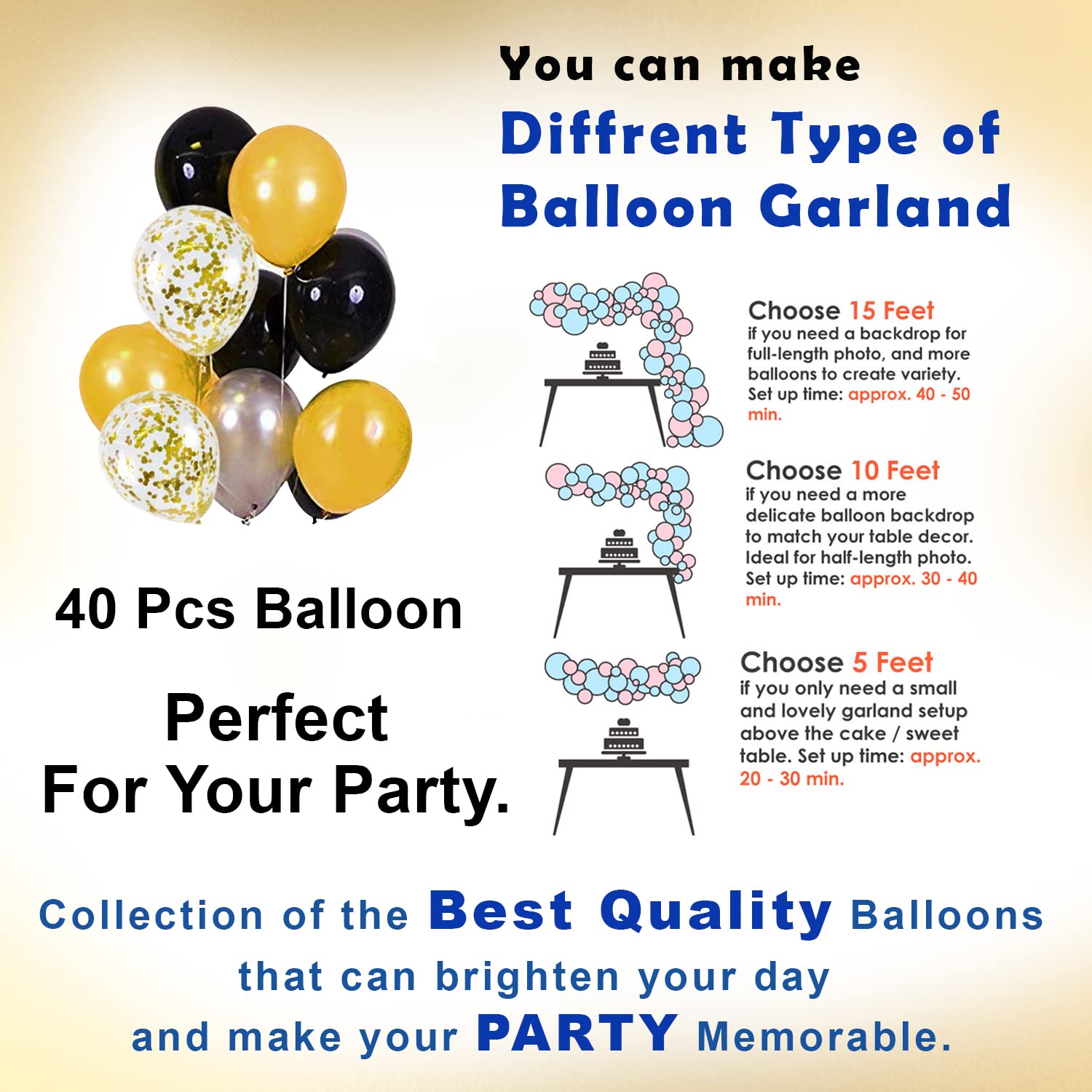 Party Propz Birthday Decoration Kit for Girls - 47Pcs Pink, Golden Metallic Birthday Balloons for Girls Decoration, Golden Foil Curtain, Pink Happy Birthday Banner (cardstock)/Birthday Decoration 2