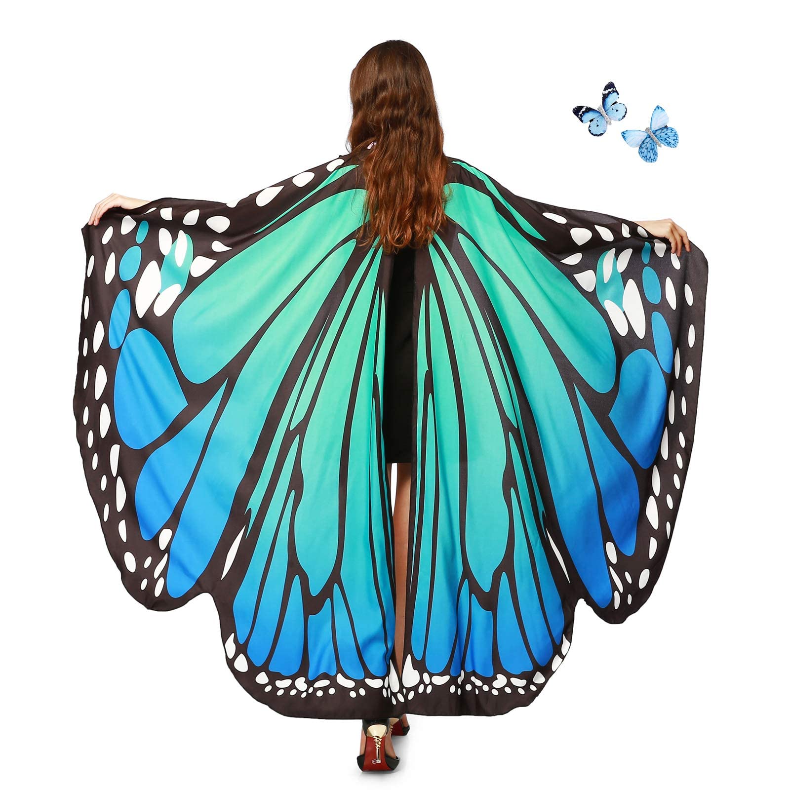 AWAYTR Women Butterfly Wings Shawl - Fairy Ladies Cape Halloween Dress Up Costume Accessory