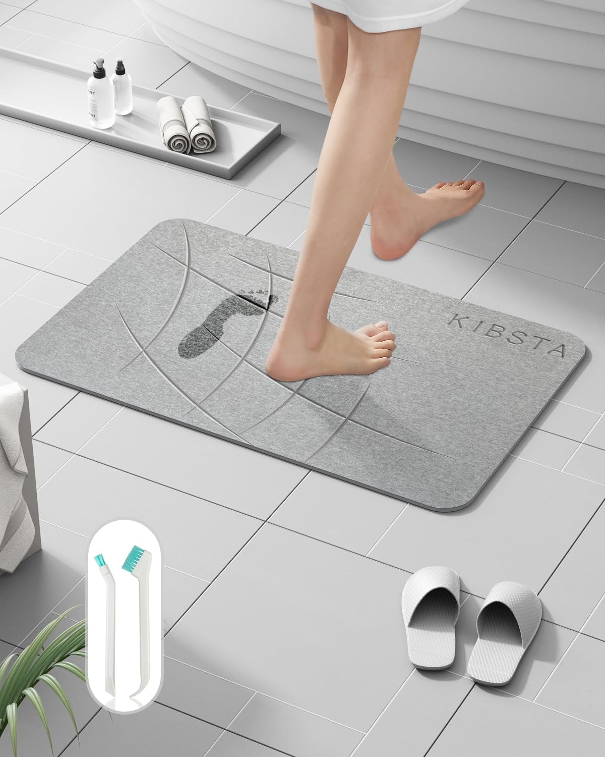 KIBSTA Stone Bath Mat, Natural Diatomite Stone Bath Mat