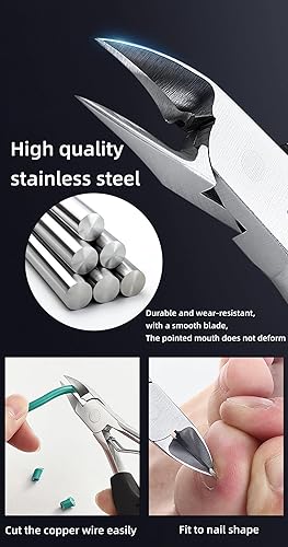 Miniatura 3 de Podólogo Cortaúñas de los pies, cortaúñas para uñas gruesas y encarnadas, recortadora de uñas curvadas súper afiladas