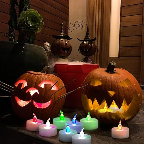 Miniatura 9 de SingTok 24 velas LED que cambian de color a granel, de larga duración, funciona con pilas, parpadeantes sin llama, luces de té LED para cumpleaños,