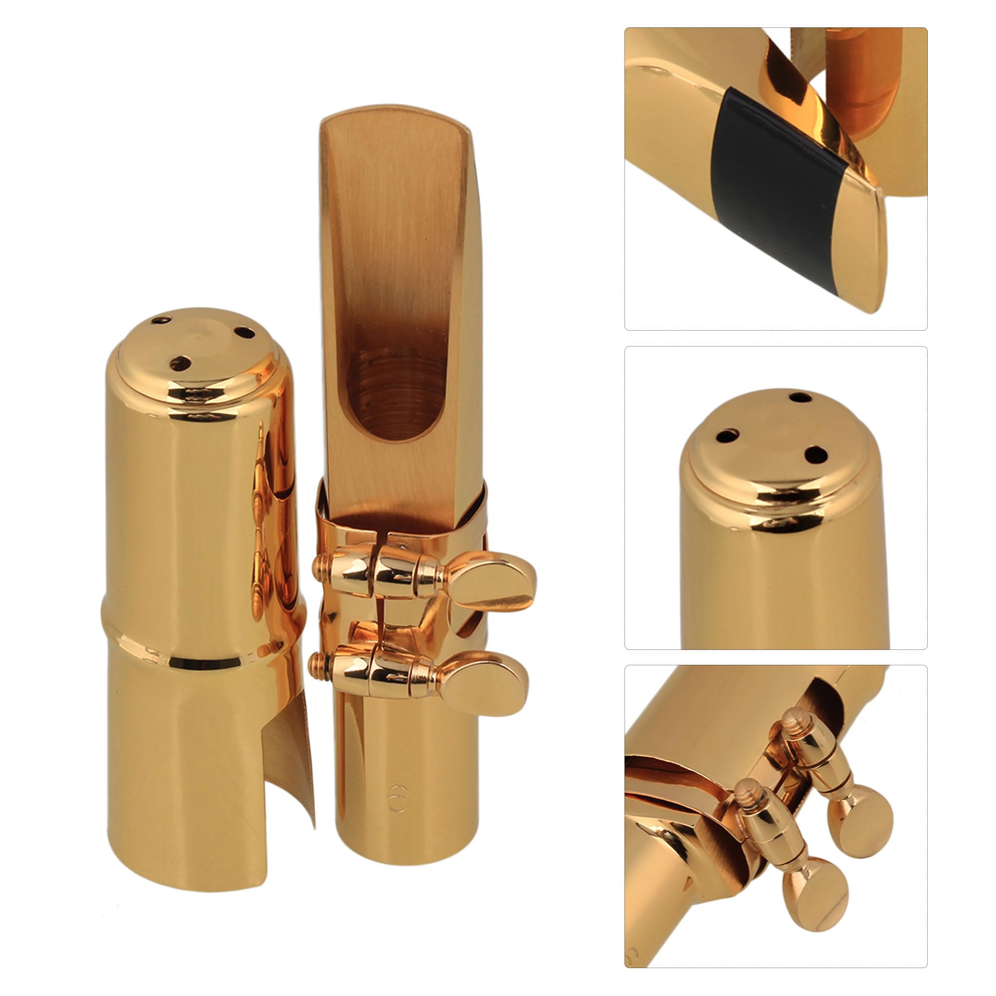 yibuy 6 # Golden chapado en oro saxofón Sax Tenor Saxofón Boquilla para en Si Bemol