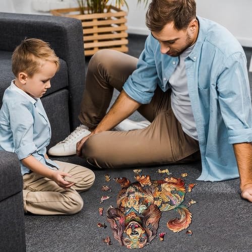 Miniatura 4 de WOODBESTS Rompecabezas de madera para adultos, rompecabezas de perro salchicha de pelo largo (L, 260 piezas, 13 x 13.3 pulgadas), hermosa caja de