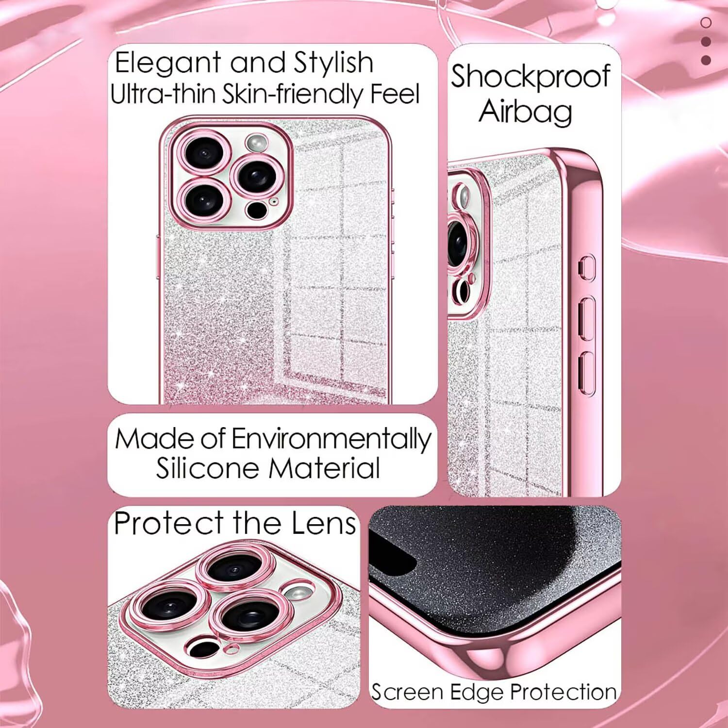 ILING Cover Per OPPO Reno 13 FS / 13F 5G Con Design Sfumato E Brillantini - Morbida TPU Antiurto - Verde - 4