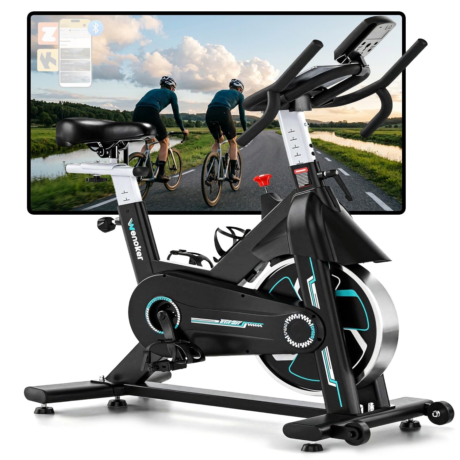 [2026 Update] WENOKER Heimtrainer – Indoor Spinning Bike mit Flüsterleise | 160 kg Belastbarkeit, Unter 15 dB, Aufbau ca. 25 Min, Für 143–192 cm, Magnetwiderstand, 16 cm Sitzverstellung