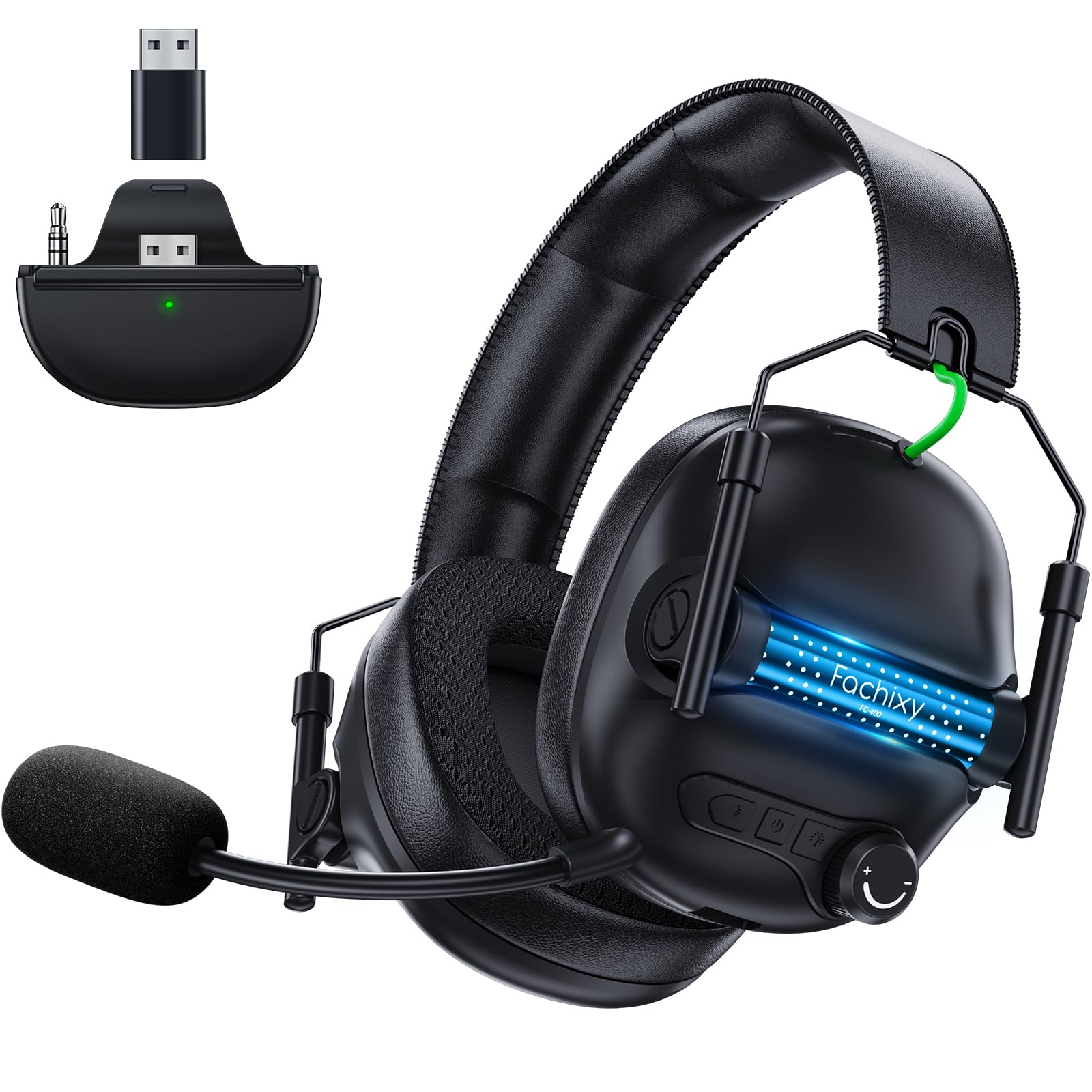 Fachixy Gaming Headset Wireless Für Xbox Series X|S|One, PC, PS5, PS4, Switch, 2.4GHz & Bluetooth 5.4 Headset Kabellos mit Mikrofon, Geringe Latenz Noise Cancelling, Faltbar, 50H Akkulaufzeit