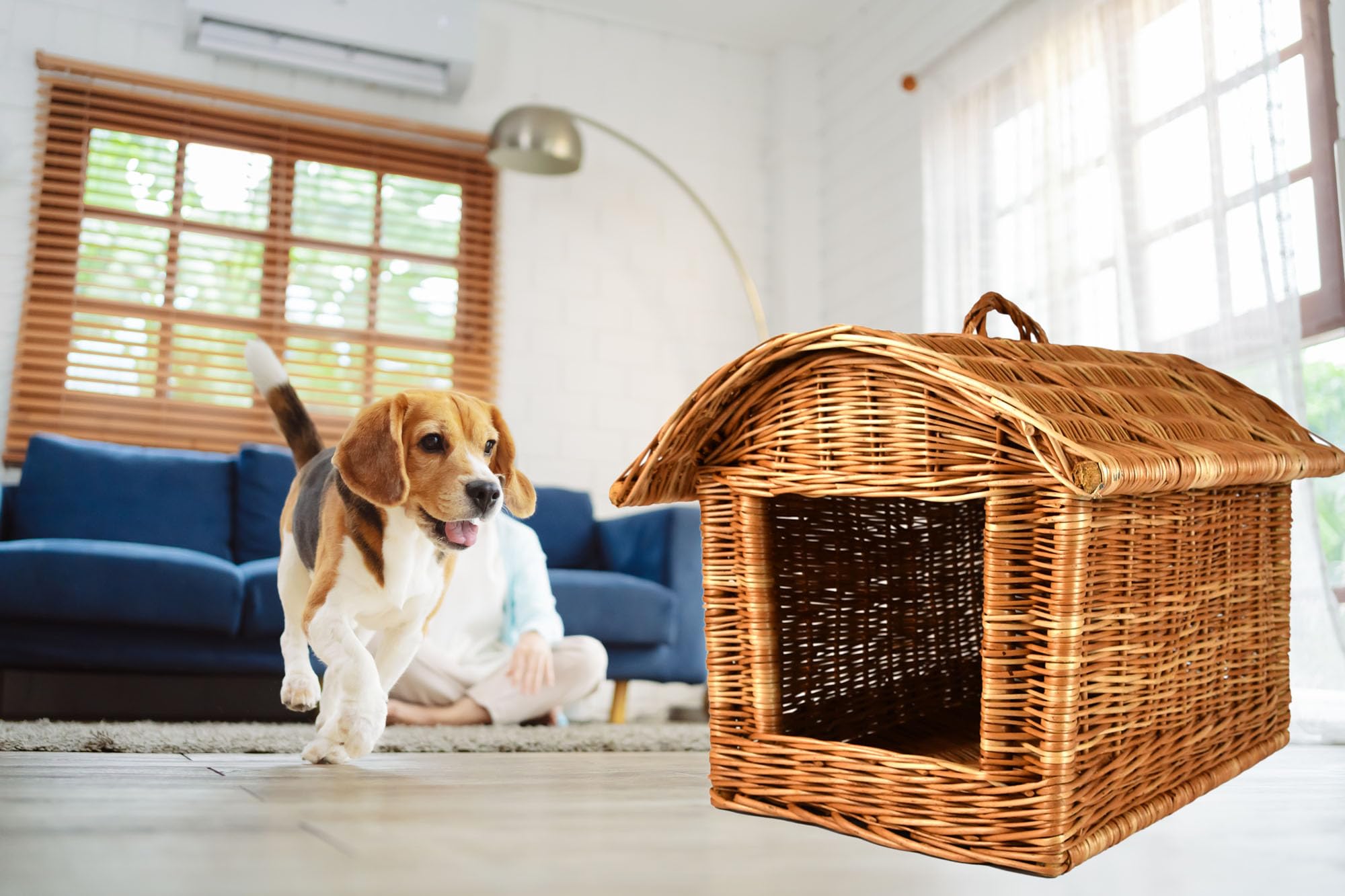 Katzentransportbox Katzen Korbhöhle Katzenhöhle Katzenkorb Hundekorb aus Weide geflochten K5-584