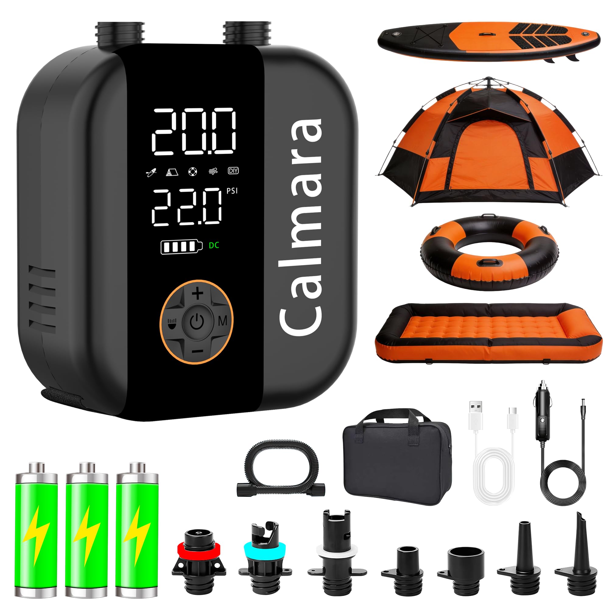 Photo 1 of Calmara B1 Electric Paddle Board Pump,Rechargeable 10000mAh Cordless/12V DC 22 PSI High Pressure SUP Pump,Inflation & Deflation,Auto-Off for Stand Up Surfing Kite,Tent,Boat Gift for Men