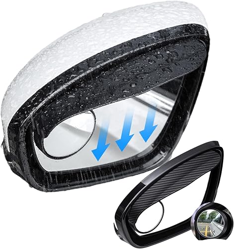 2 piezas de espejo de visera de lluvia para cejas y puntos ciegos, cubierta de espejo de visión trasera de automóvil, accesorios ajustables redondos