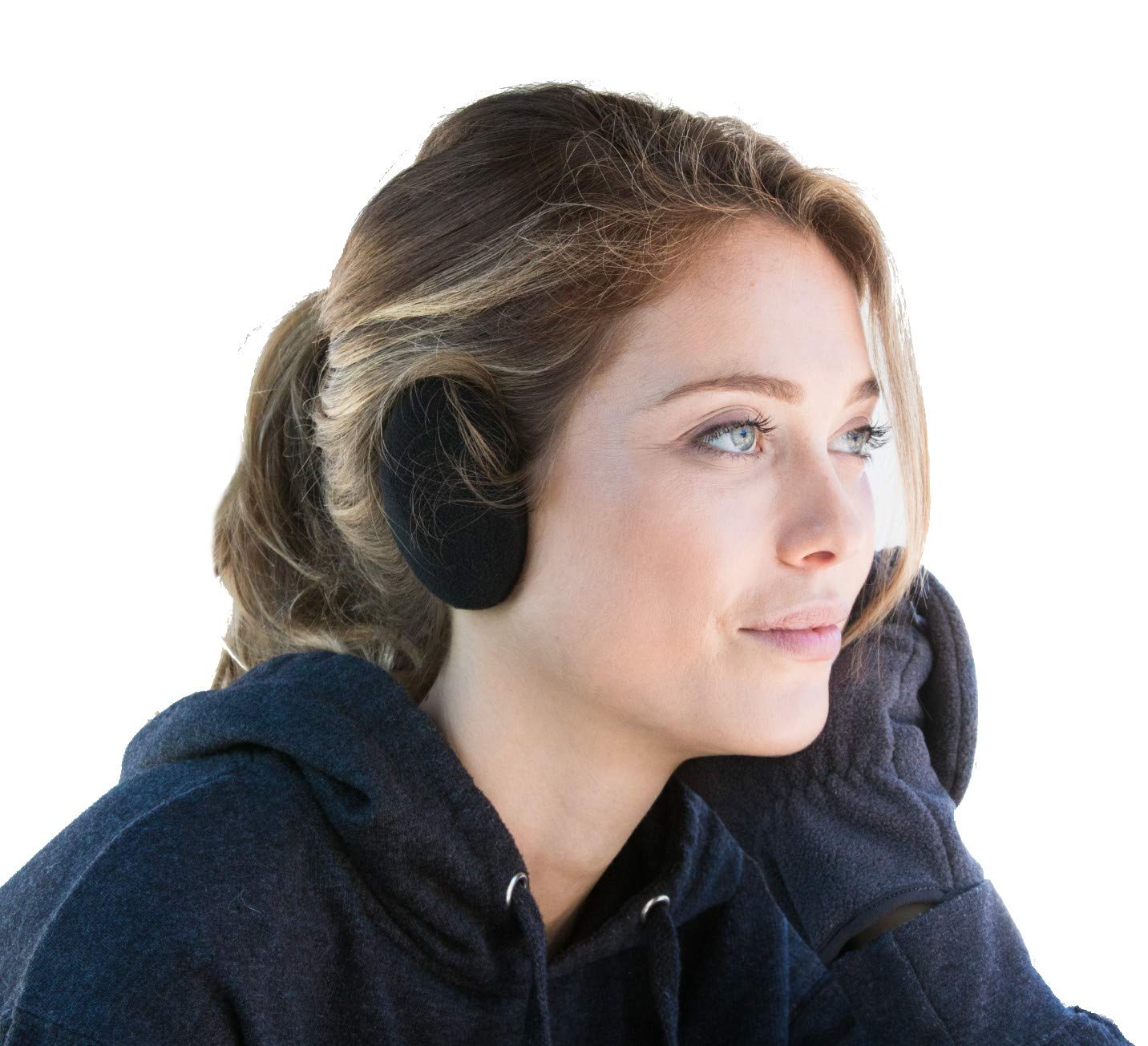 Sprigs Earbags Ear Muffs Cold Weather Ear Warmers For Winter, 2 Layers of Fleece With Thinsulate 2 Pack (Black/Black, Medium)