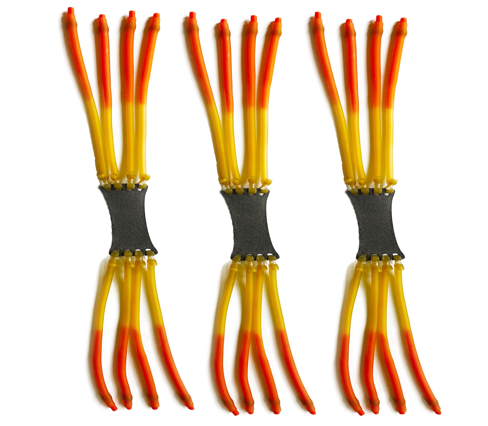 FTYSXP Specially Designed Slingshot Rubber Bands - Wolf 4-Card 8-Strand High Rebound Latex, Black, 3 Pieces