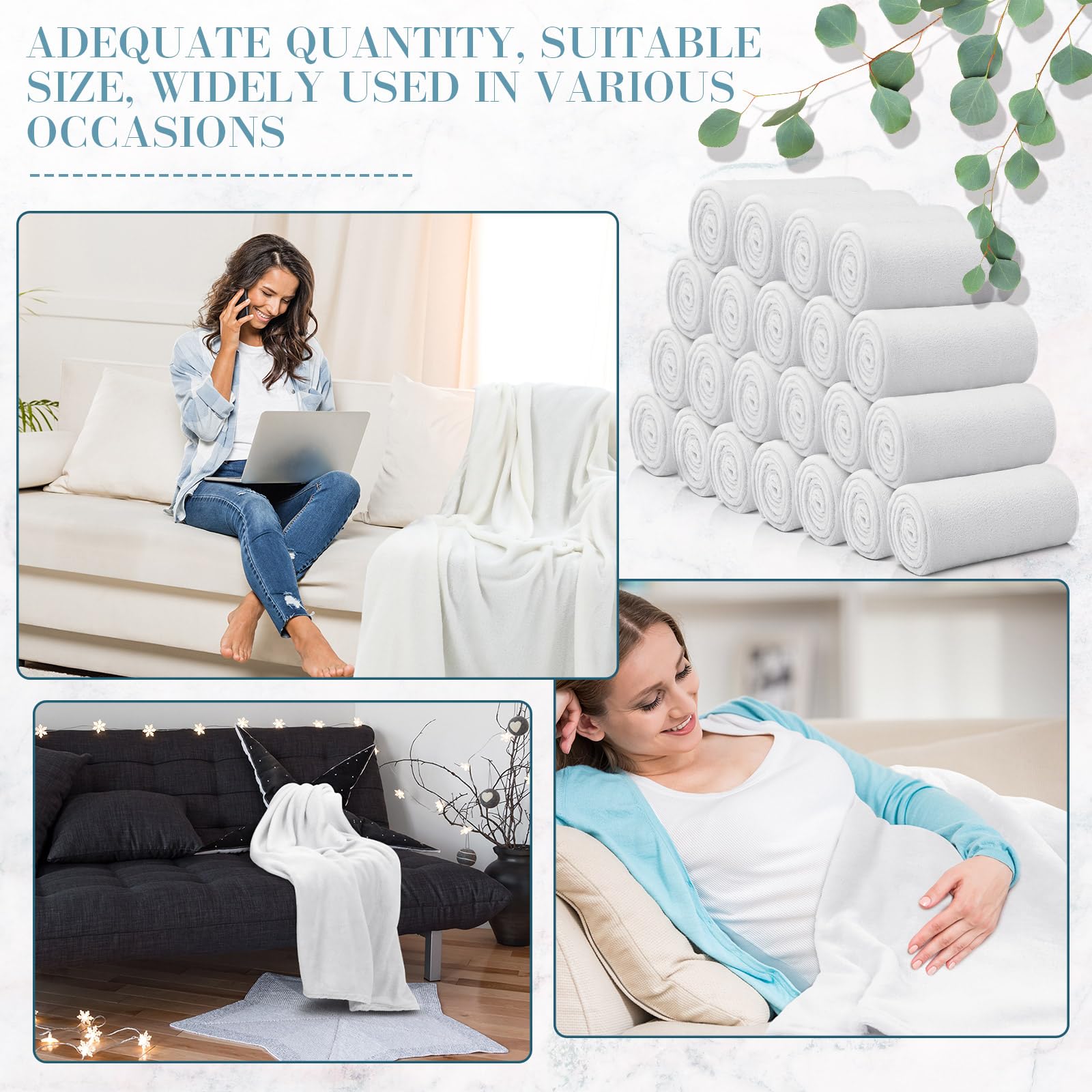 Buryeah 30 coperte in pile morbide, leggere, calde, 127 x 152 cm, morbide, comode, per matrimoni, divano, letto, casa, divano, ufficio, regali (bianco crema)