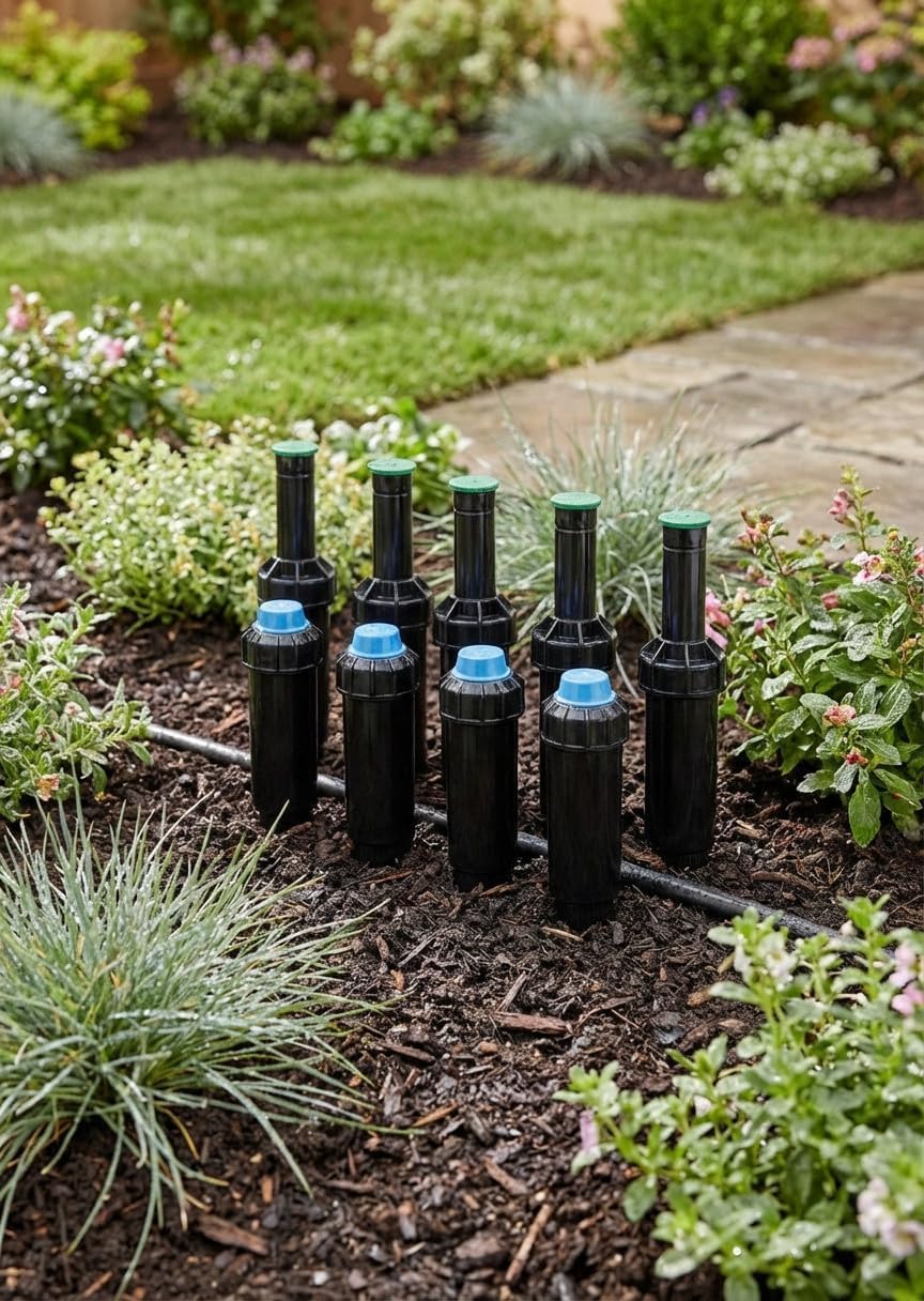 Confezione da 10 diffusori di irrigazione emergente, 5 cm, con ugello KVF-15 K-Rain, irrigatore di portata 4,5 metri, regolabile da 0° a 360°, irrigazione precisa e basso consumo d'acqua, piccoli