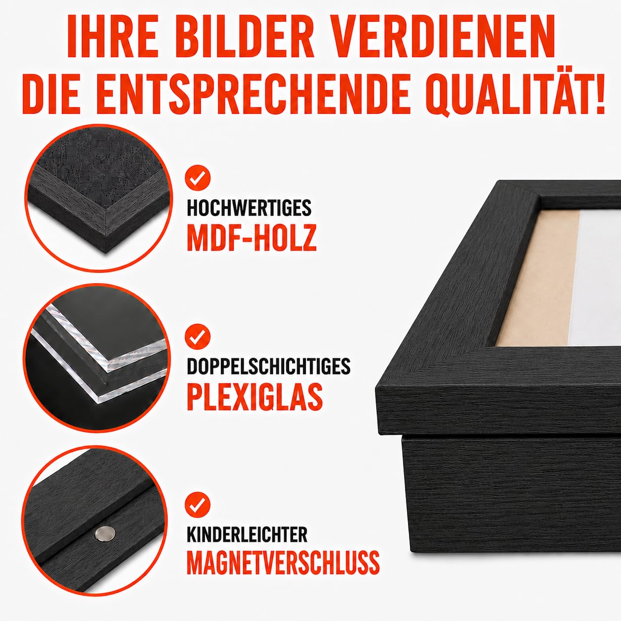 BALA® Schwarz Bilderrahmen A4 – 2er Set Wechselrahmen für Kinderzeichnungen & Kunstwerke, mit Frontöffnung zum Aufklappen, ideal für Kita & Schule, zum Aufhängen oder Aufstellen, für 120+ Bilder