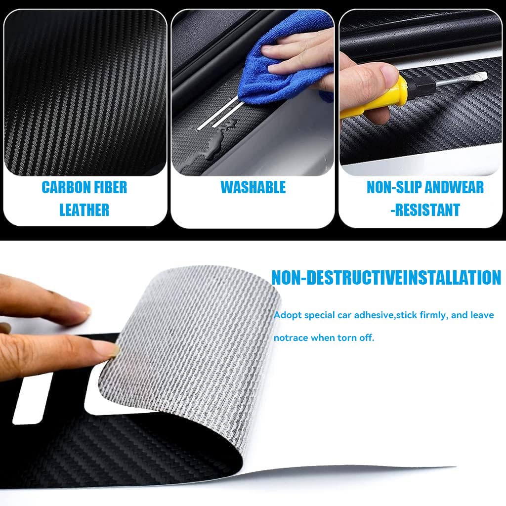 4 Protezioni Per Battitacco Auto Per BMW X1, X2, X3, X4, X5, X6, X7, In Fibra Di Carbonio, Antigraffio, Protezione Per Battitacco Della Portiera, Adesivo Decorativo, Colore: Nero