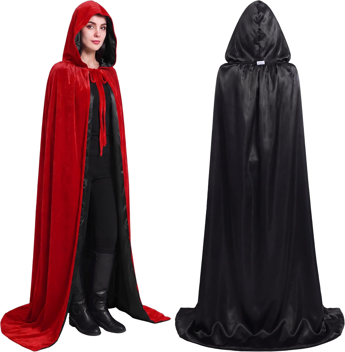 Valcatch Vampire Velvet Satin Hooded Cloak for Kids Teen and Adult
