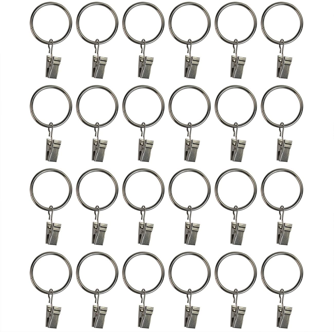 SHOPEE 24 PCS Curtain Backdrop Rings with Clips, Drapery Clips with Rings, Hangers Drapes Rings 2 Inch Interior Diameter, Fits up to 1.75 Inch Curtain Rod,Silver (B09SBKSJFC) Amazon Price History, Amazon Price Tracker