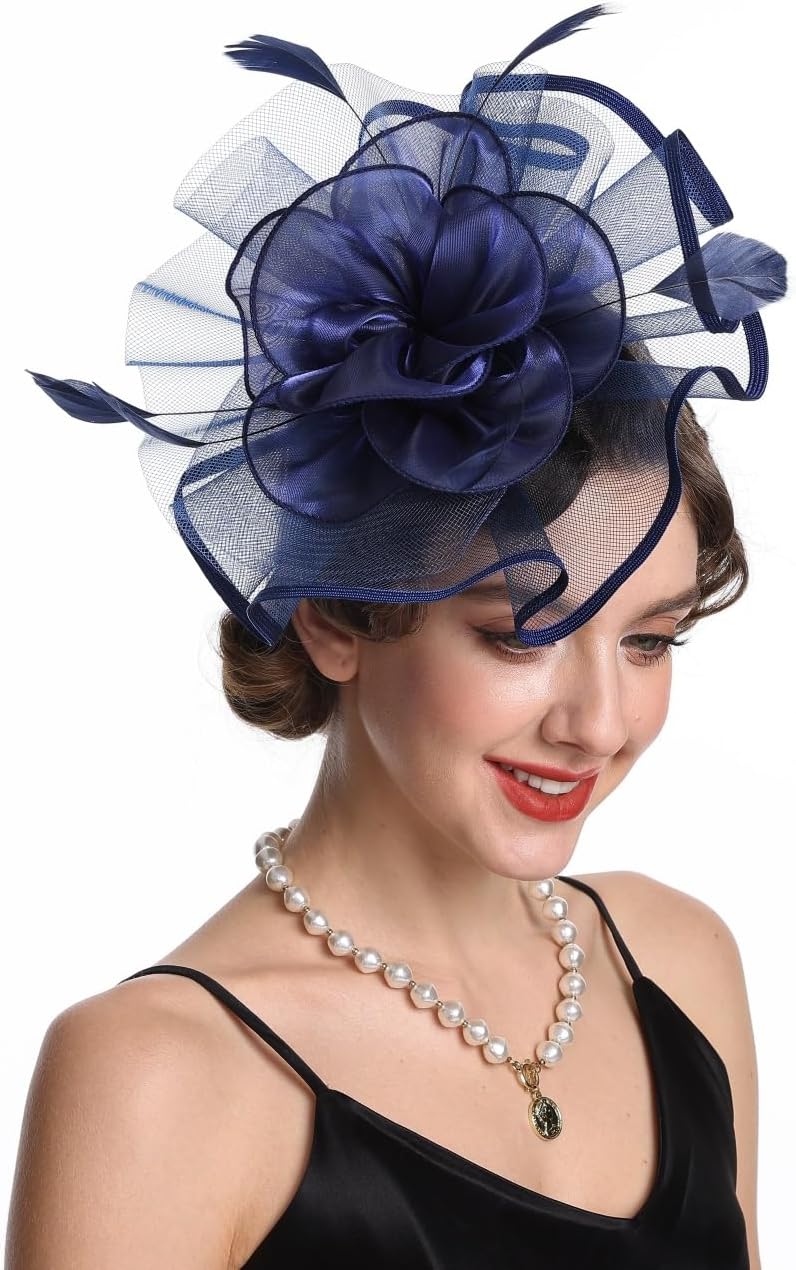 Haojing Women's Organza Church British Fascinator Bridal Tea Party Wedding Hat Summer