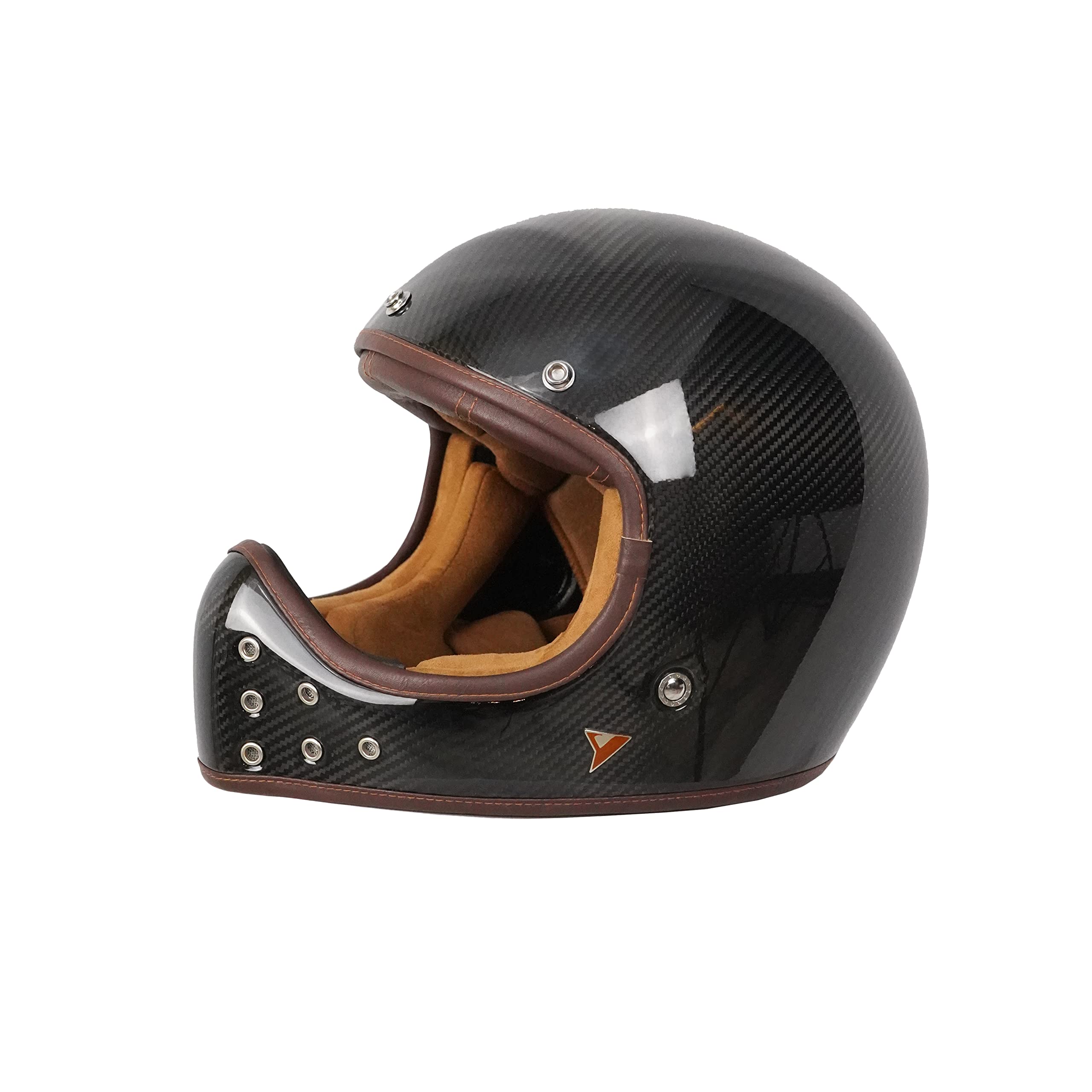 BY CITY | Casco Moto The Rock Carbon Black Unisex | Casco Integral de Fibra de Carbono | Sistema de Fijación de Doble Anilla y Ventilaciones | Interior Desmontable y Lavable | Estilo Clásico o Retro