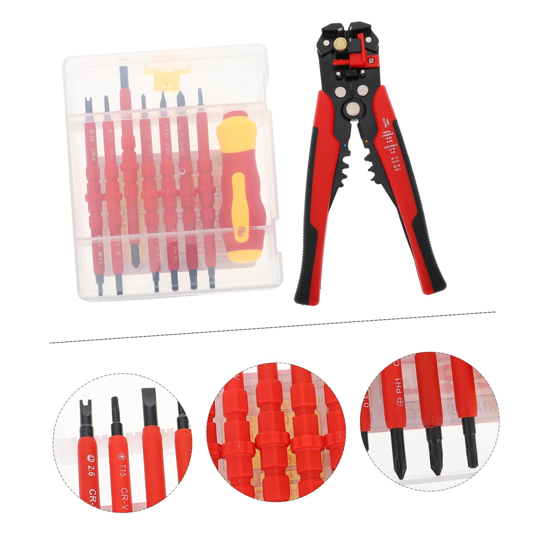 Juego de Alicates Pelacables Multifunción Destornilladores Aislados | Acero Aleado y Plástico, 1 Juego, Agarre Cómodo y Mango Ergonómico, Fácil de Operar para Trabajo Eléctrico Color Aleatorio