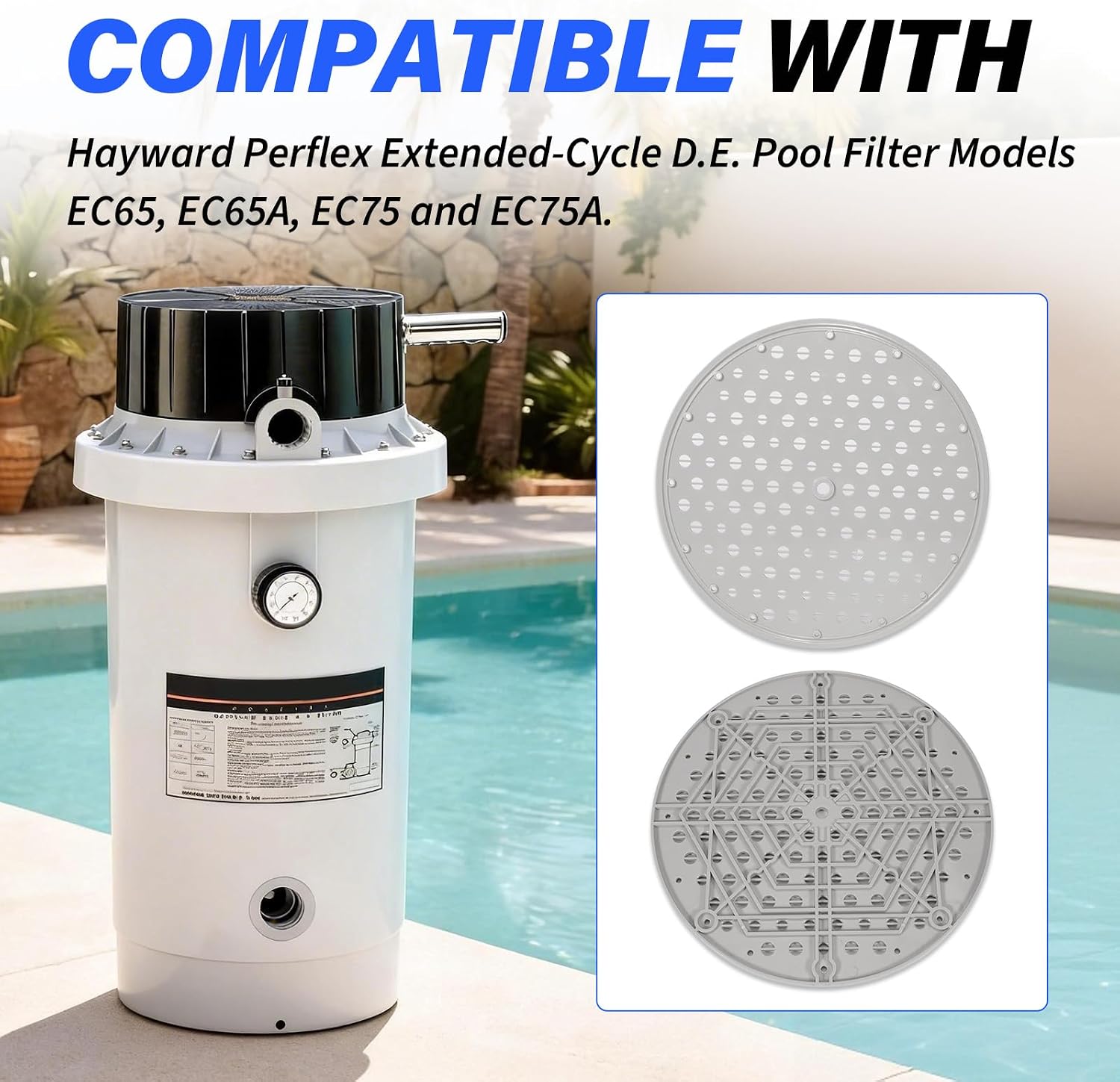 ECX1103/ECX1104 Top and Bottom Tube Sheet Set Compatible with Hayward Perflex EC65 EC65A EC75 EC75A Extended-Cycle DE Pool Filters