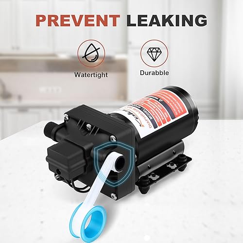 Miniatura 4 de KOLERFLO Bomba de diafragma de presión de agua de 110 V, bomba de alta presión de 5.0 GPM 55 PSI con interruptor de presión integrado y enchufe de