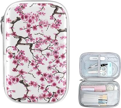 ZZKKO Watercolor Cherry Blossom Pencil Bag Case Zipper Pencil Holder Organizer Stationary Pen Bag Cosmetic Makeup Bag Pouch Purse for School Office Supplies