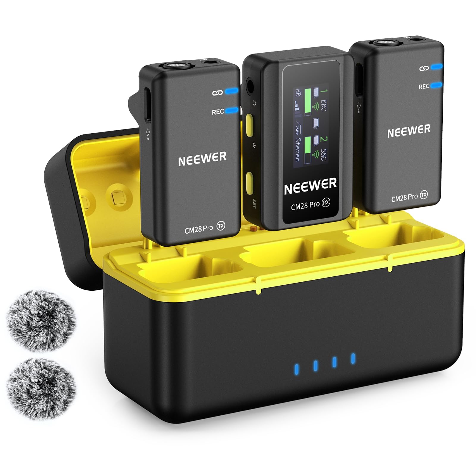 micròfono wireless neewer cm28 pro con casellario