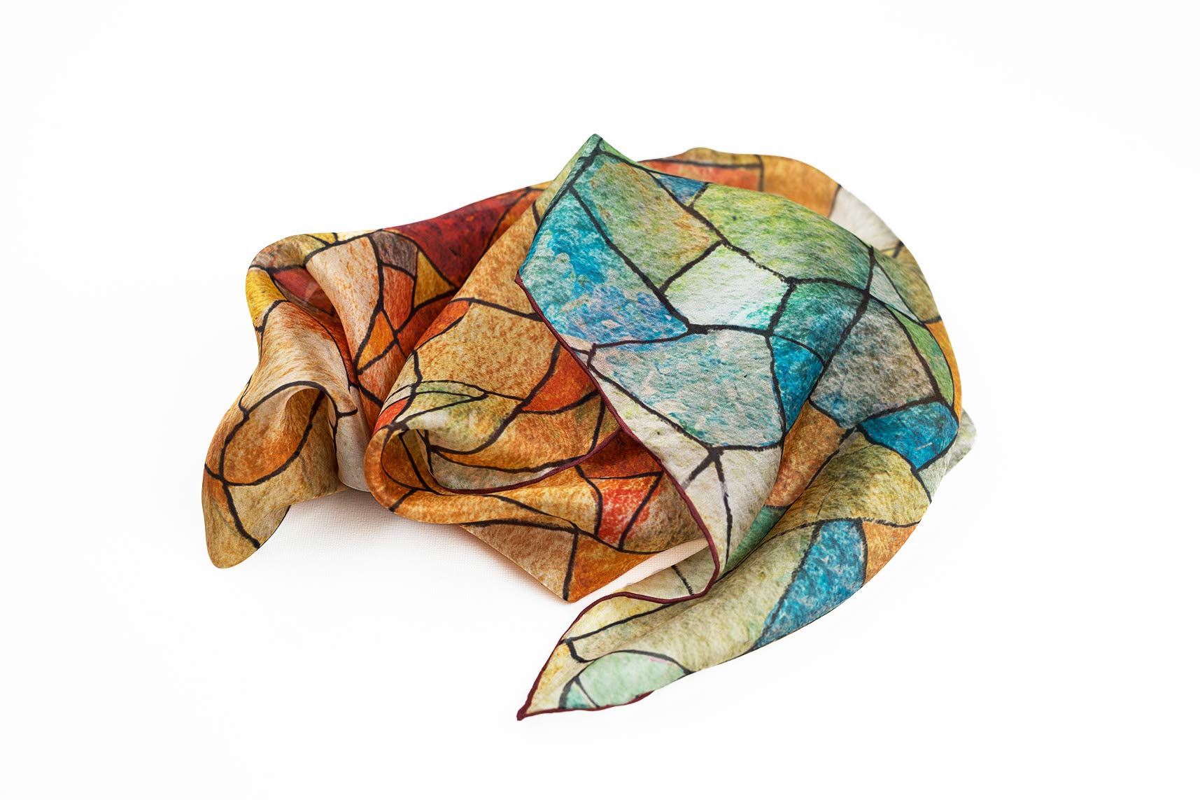 Foulard en soie aux couleurs chaudes, Accessoire idéal pour rehausser votre apparence