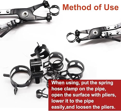 Miniatura 4 de Taiss Juego surtido de 210 abrazaderas de manguera de banda de resorte de 0.236 a 0.866 pulgadas con alicates giratorios de abrazadera de manguera