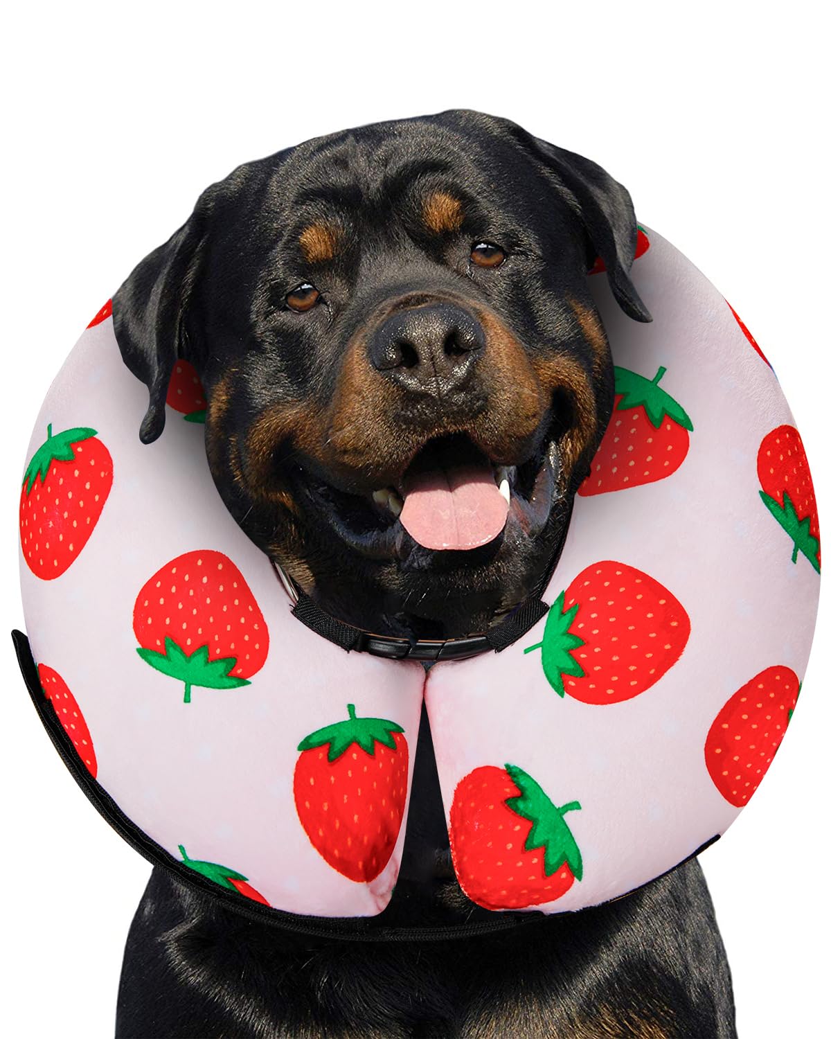 MIDOG Inflatable Dog Cone, Soft Donut Recovery Collar, Strawberry, X-Large