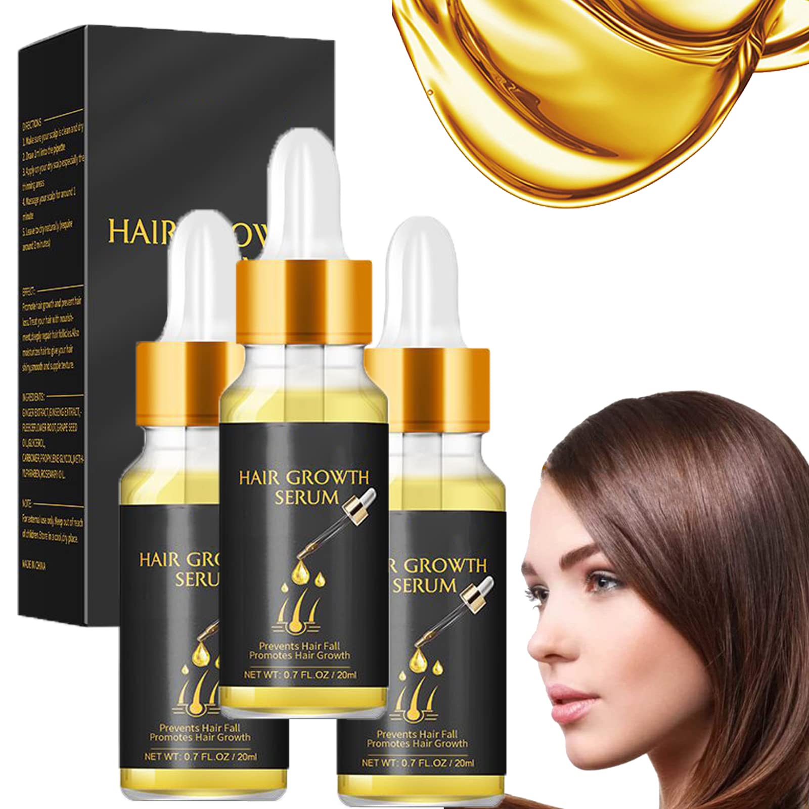 Popihair - Hair Growth Serum, Yao Women Serum, Biotin Thickening Herbal Serum, Hair Care Essential Oil For Hair Growth And Thickening, Ginger Serum Prevents Hair Loss