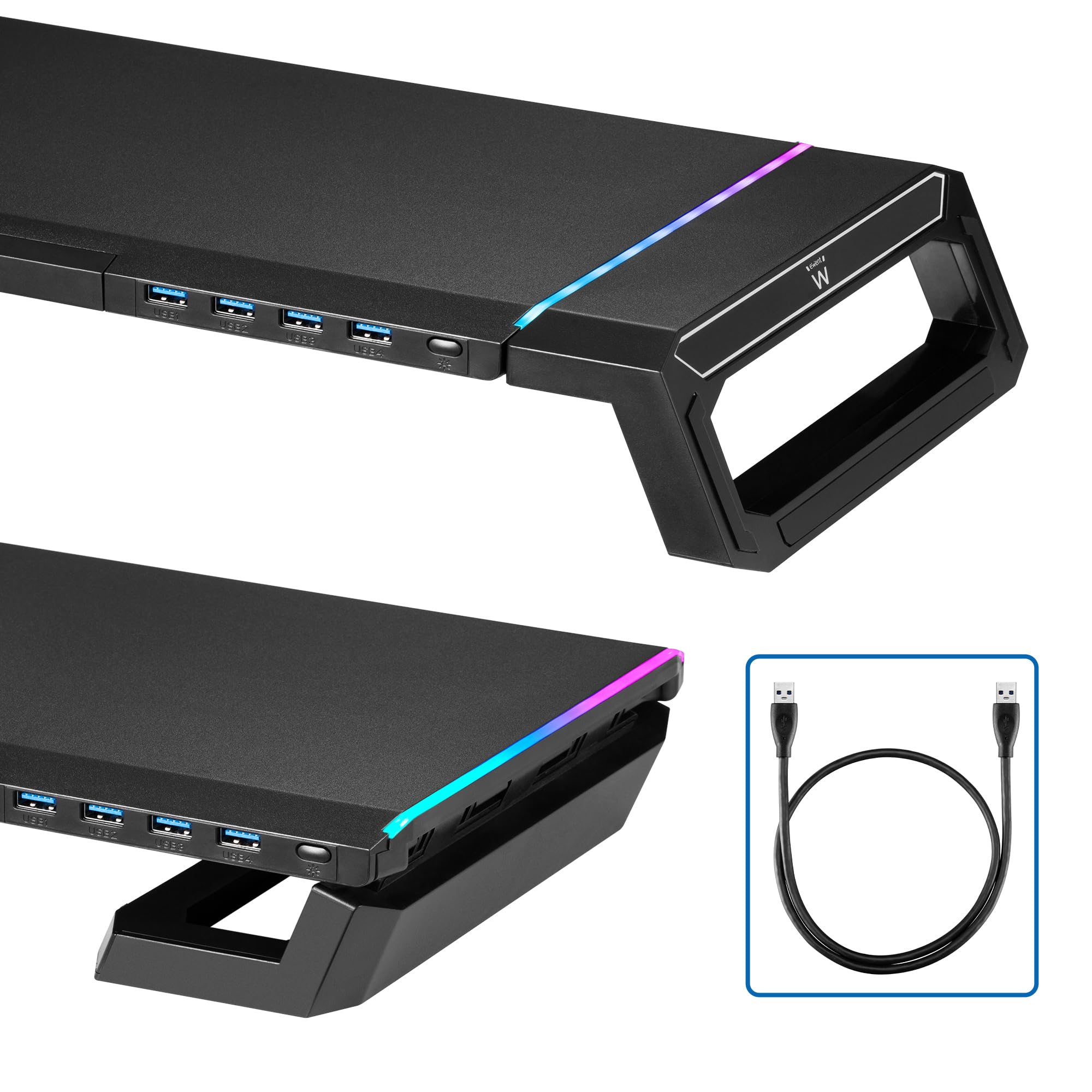 Support Écran avec Tiroir de Rangement – Rehausseur de Moniteur Réglable, Design Ergonomique avec Espace de Stockage, Idéal pour Bureau et Organisation