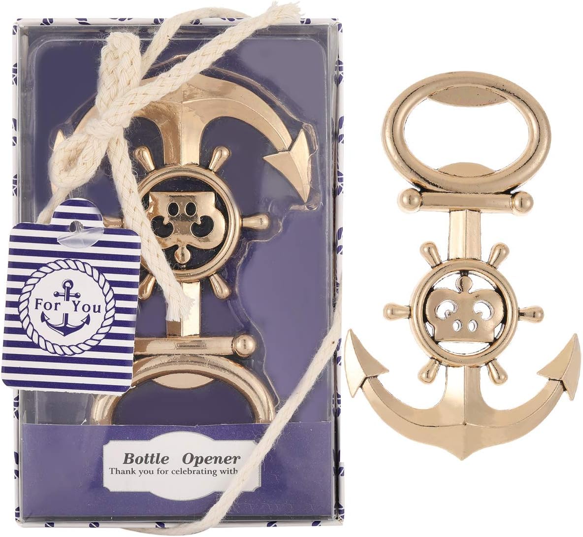 12 Pcs Anchor Bottle Opener Wedding Favor Nautical Themed Anchor & Wheel Beer Bottle Opener Party Favors for Guests Boxed Souvenir Gift Favor for Beach Wedding Baby Bridal Shower (Anchor style-12)