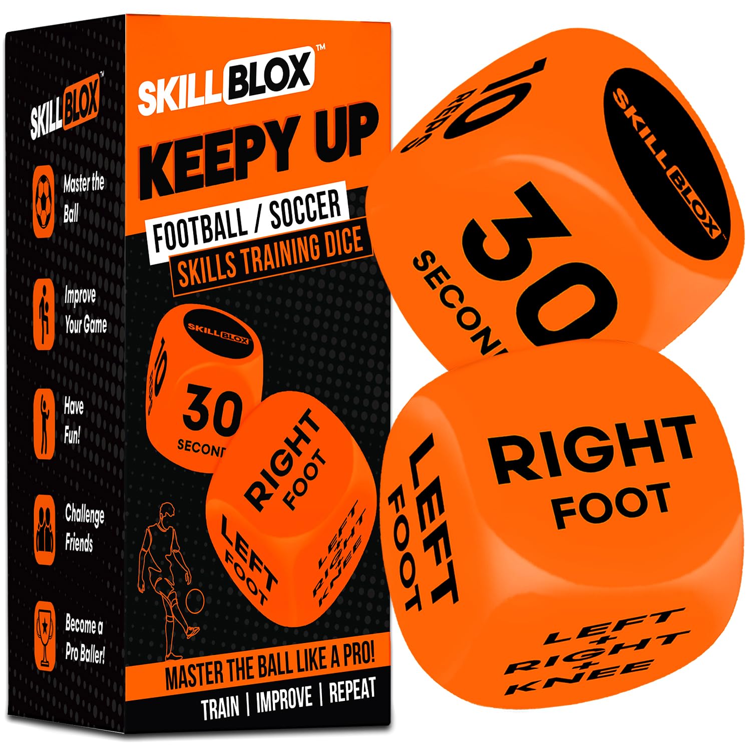 SKILL BLOX Football Keepy Up Training Dice (2 pcs) | Football Gifts for Boys & Girls 9-12 | Training Equipment, Teenage Boy Gifts for 8 9 10 11 12 Year Old Boys Toys | Games for Boys (KEEPY UP DICE)