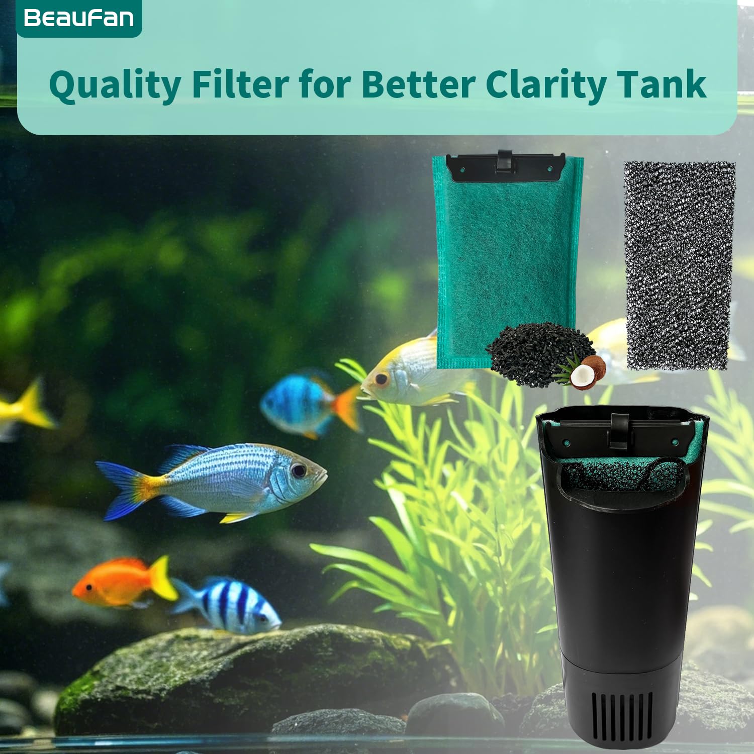 1 Set Cartuccia Filtro di Sostituzione per Acquario Compatibile con Il Filtro Tetra EasyCrystal Aquarium C250 e C300, Contanti 10 Filtri a Carbone Attivo e 4 Filtri a Schiuma per Imballaggio