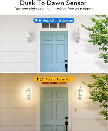 Miniatura 3 de VIANIS Luz blanca para porche del anochecer al amanecer, apliques de iluminación de pared para exteriores, lámparas exteriores 100% aluminio para
