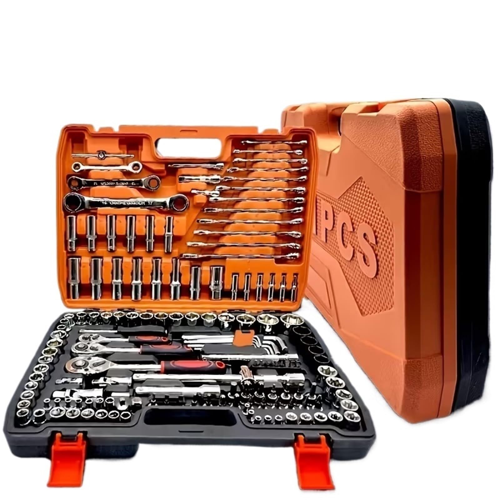 Kauwyehd 151Pcs Socket Set 150/46Pcs Socket Tool Set, Automotive & Motorcycle Repair Includes Ratchet Wrenches Socket Wrench Set(151Pcs Socket Set)