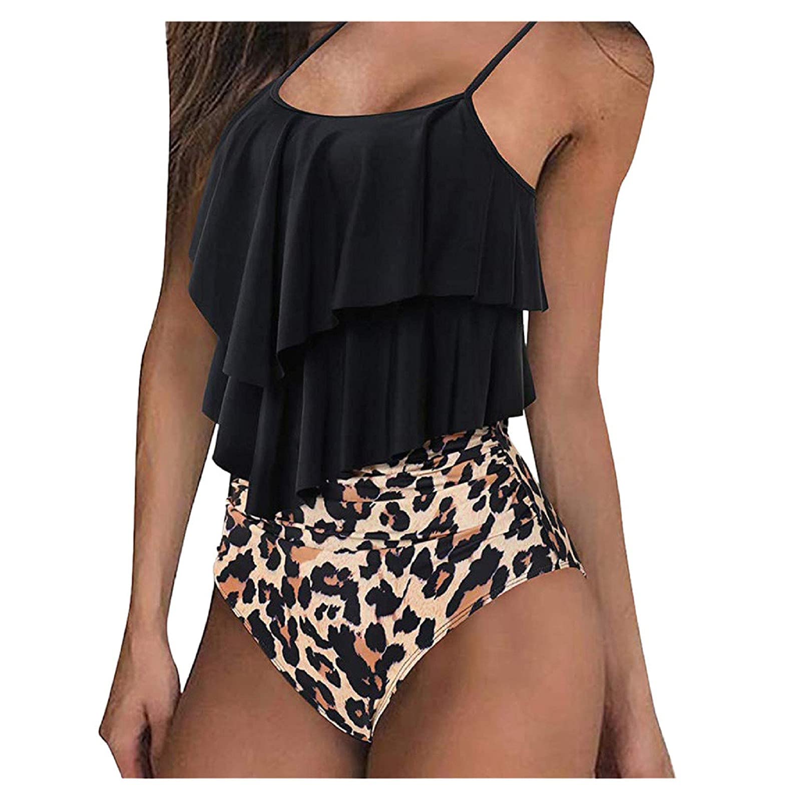 Rouped Bañadores Mujer,Bikinis Mujer Push up con Braga Alta,Bañadores Mujer reductores Barriga,Bikini Talla Grande con Volantes Flores,RY6102