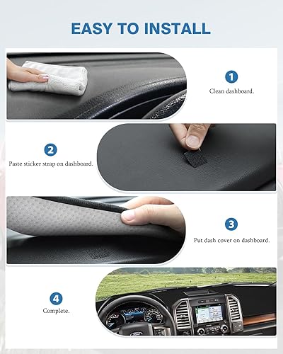 Miniatura 7 de FIILINES Cubierta de salpicadero compatible con Ford F-150 F150 2015-2020, accesorios de automóvil, protector de malla antideslizante sin reflejos