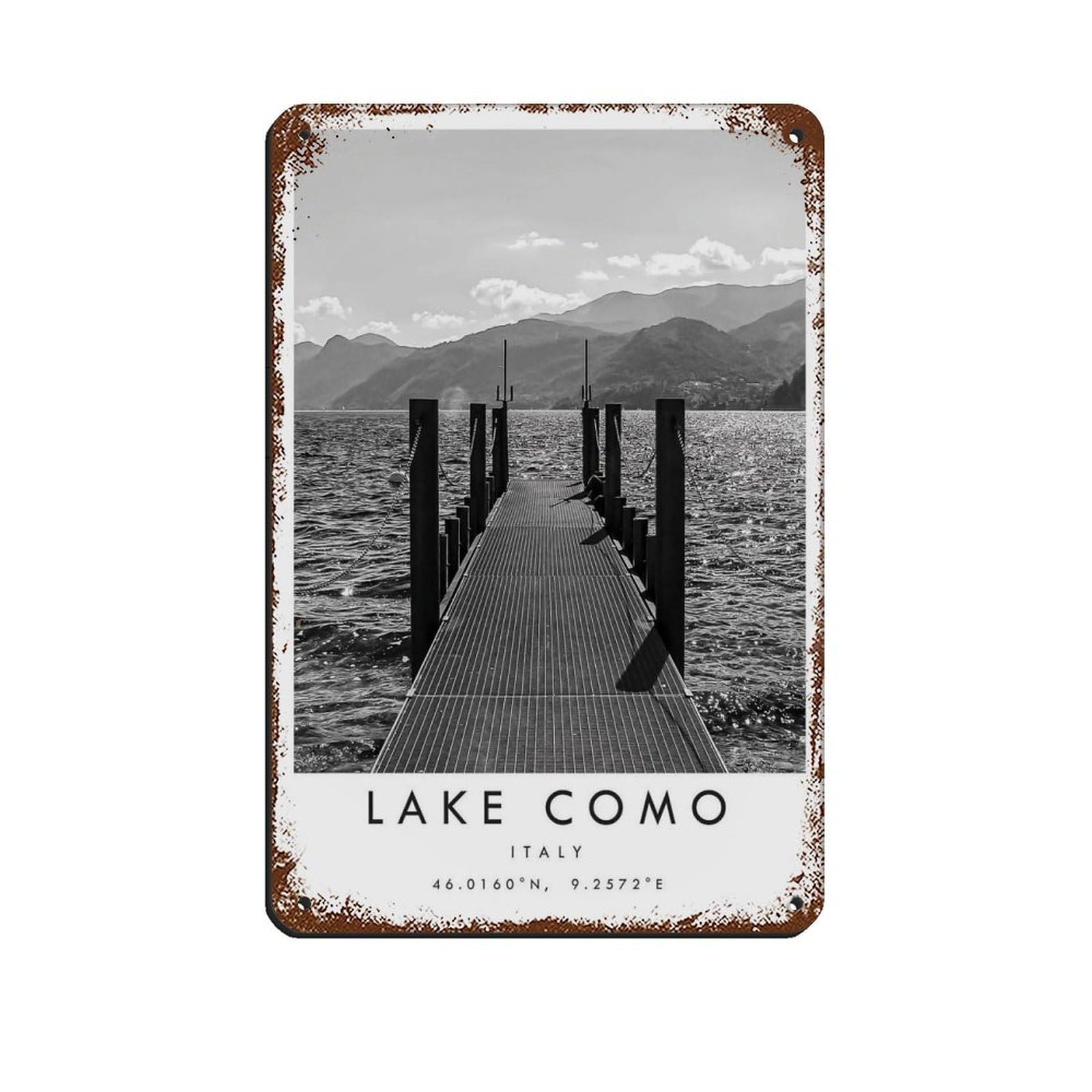 Lake Como Travel, Italy Poster Tin Sign Vintage Metal Pub Club Cafe Bar Home Wall Art Decoration Poster Retro 8x12inch(20x30cm)