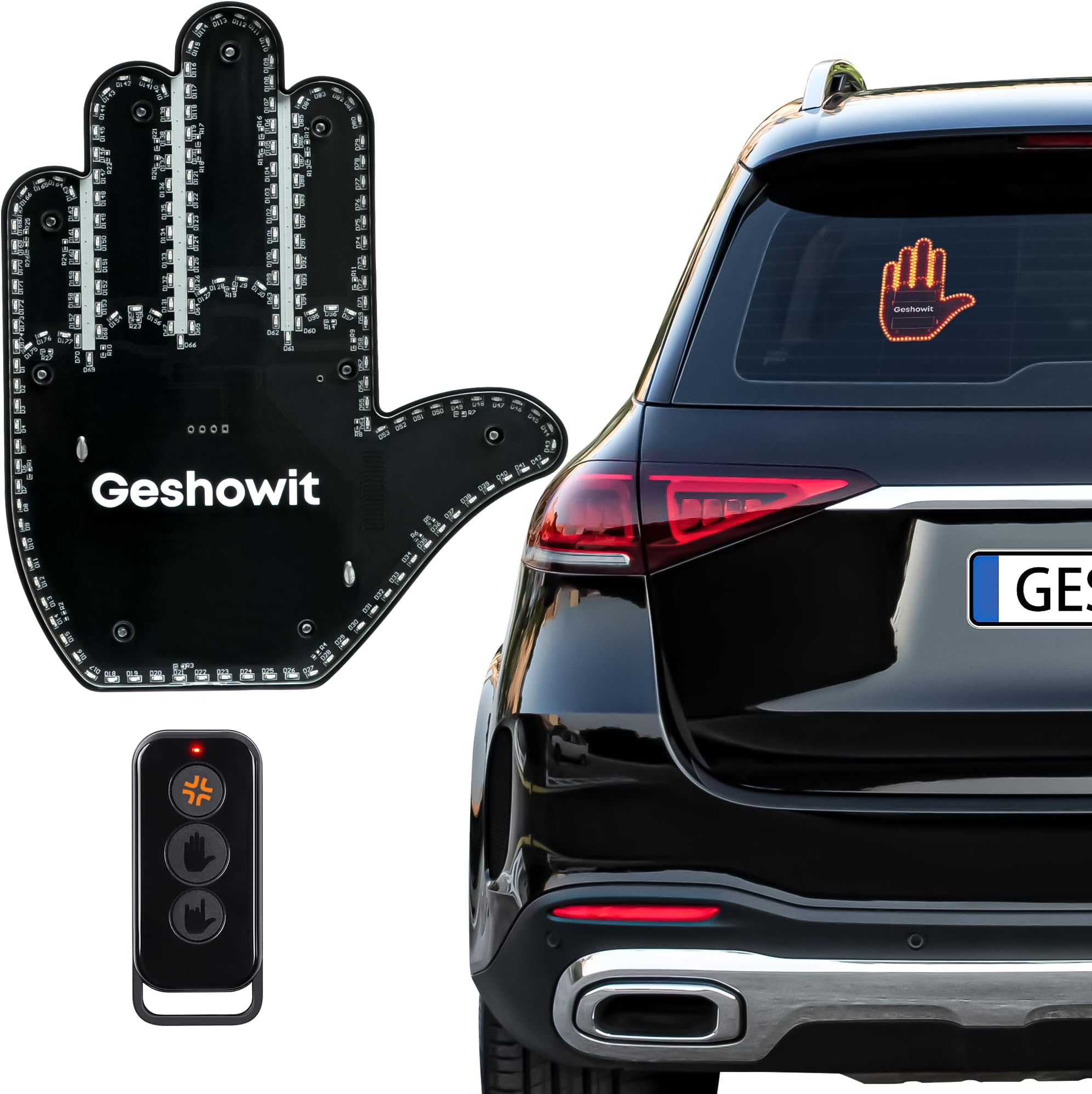 Car Accessories for Men, Car Finger Light with Remote - Give The Bird & Wave & Love to Drivers - Truck Accessories, Finger Flicker LED Hand Gesture Signs, Ideal Gift for Men and Women